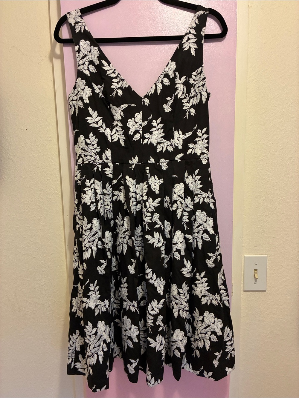 Betsey Johnson Black White Floral Fit & Flare Dress